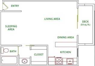 Studio, 1 Bath Model floor plan